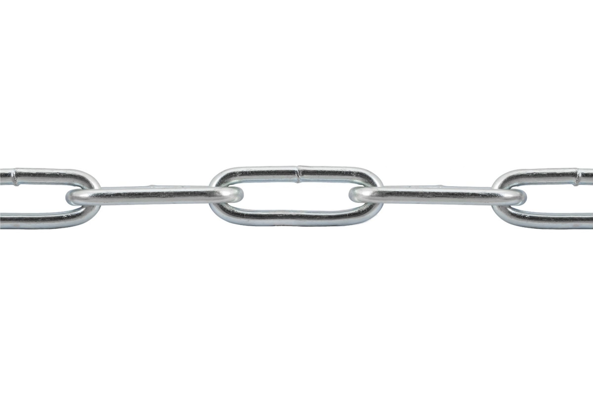 Цепь DIN763 длинное звено 3 мм белый цинк 10 м