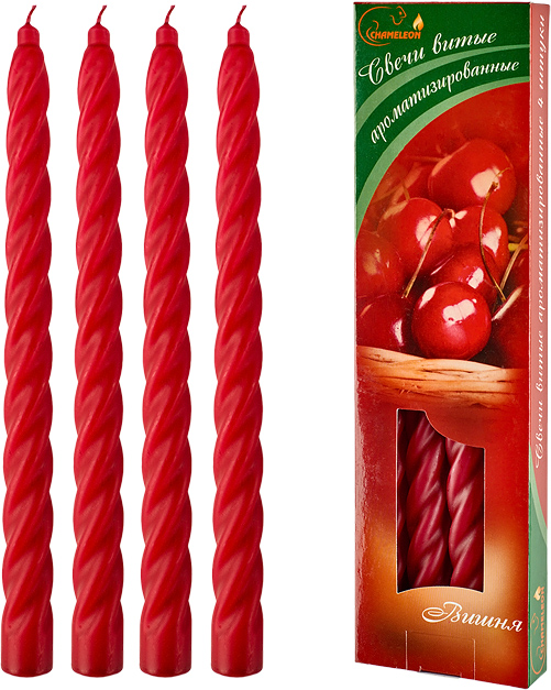Свеча витая 4шт вишня