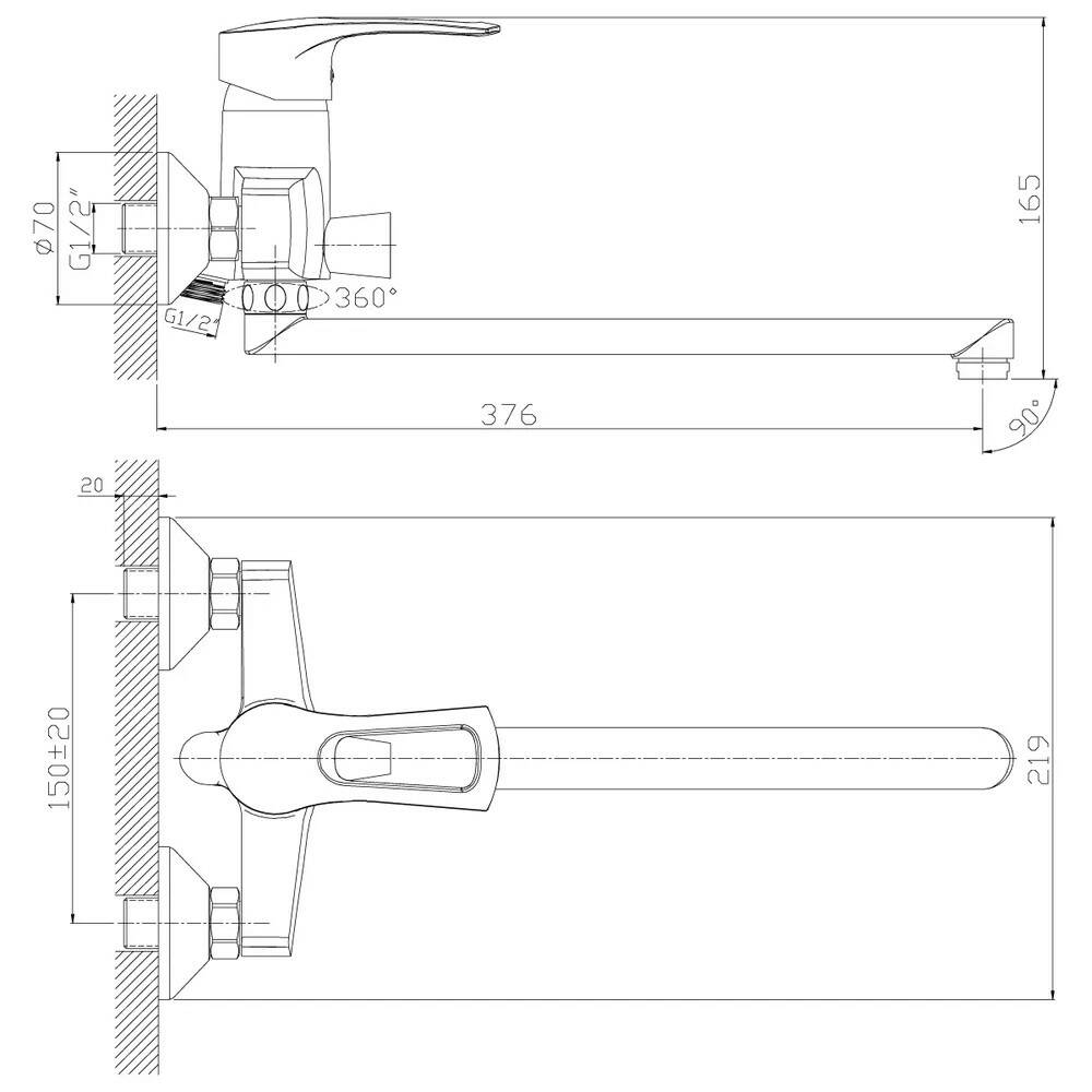 Смеситель для ванны Rossinka Silvermix T40-32 