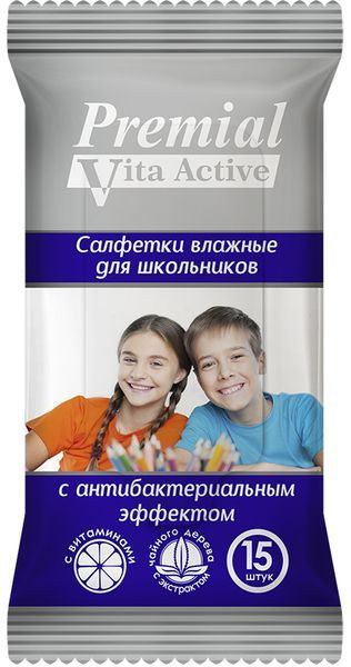 Салфетки premial влажн.антибакт.д/школьников 15шт.