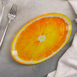 Блюдо сервировочное овальное Доляна Сочный апельсин 24.5х15х2 см