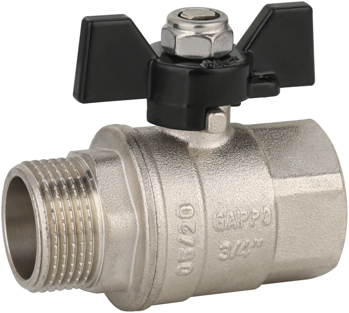 Кран шаровый Gappo ДУ20 3/4"х3/4" вр-нр ручка-бабочка G225.05