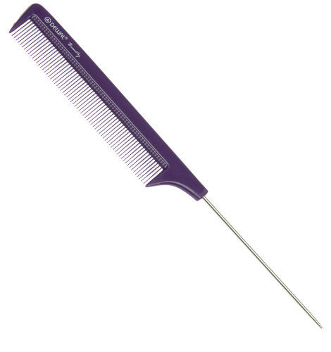 Расческа с ручкой Dewal Beauty 22.0см фиолетовая с металлическим хвостом DBFI6105