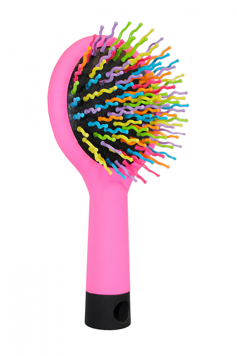 Щетка для волос Beuty Style цветные зубчики  круглая с зеркалом