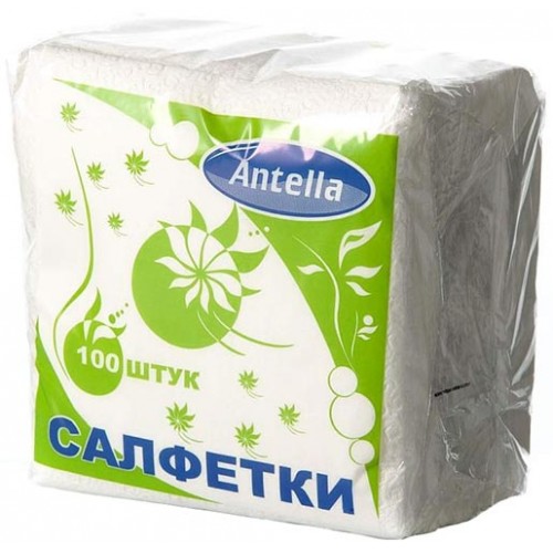 Салфетки Antella 24х24 1сл 100шт белые желтые зеленые