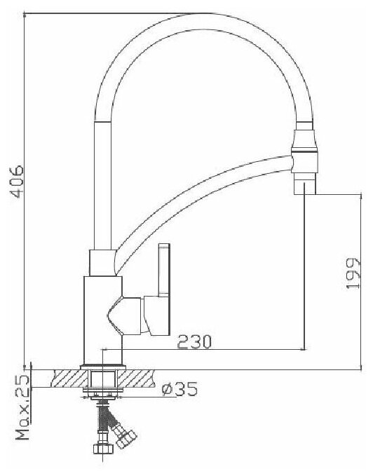 Смеситель для кухни Haiba излив гибкий хром серый HB73643-3 