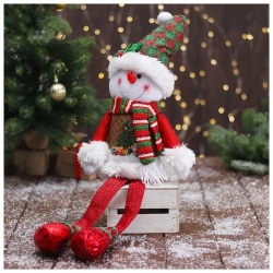 Снеговик в новогоднем костюме-длинные ножки 12х62 см