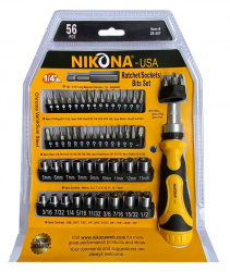 Набор бит и головок с реверсной отверткой Nikona 56 предметов 