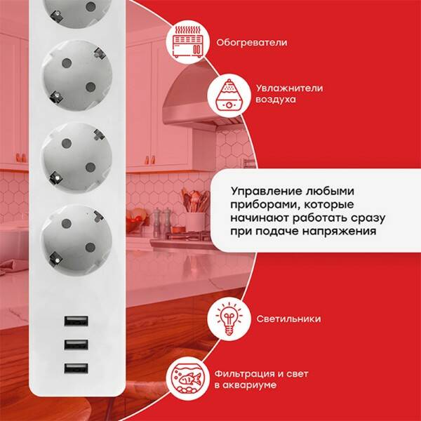 Удлинитель Умный дом EKF Connect PRO Wi-Fi c USB RCE-1-WF