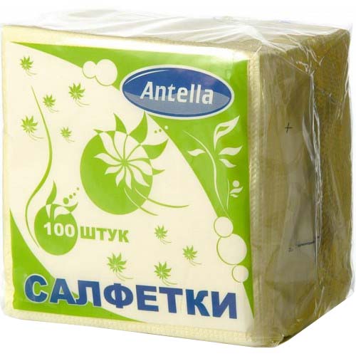 Салфетки Antella 24х24 1сл 100шт белые желтые зеленые