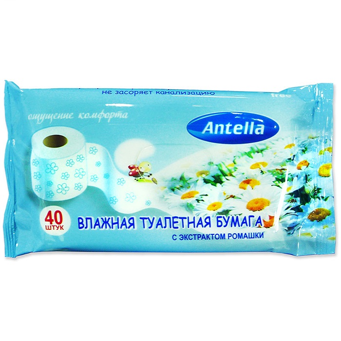 Бумага влажная туалетная ANTELLA Ромашка 40шт