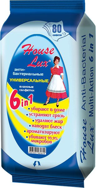 House lux салфетки влажн.унив.антибакт.80шт