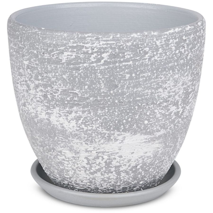 Горшок для цветов Лофт №4 D-18 керамический Высокий овал серо-белый 636162