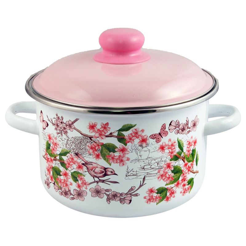 Кастрюля Appetite Bird 5.5 л эмалированная цилиндрическая 6RD221M Кастрюля Appetite Bird 5.5 л эмалированная цилиндрическая 6RD221M
