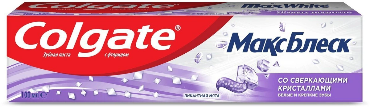 Зубная паста Colgate Макс Блеск, со сверкающими кристаллами, отбеливающая, 100 мл