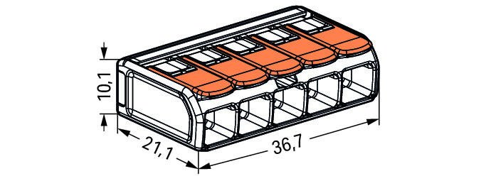 Клемма монтажная Wago 221-615 х5 0.5-6.0 мм2 1штука