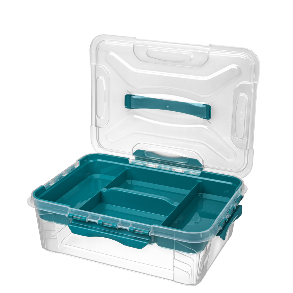Ящик универсальный с замками и органайзером Econova grand box10л 390х290х124мм