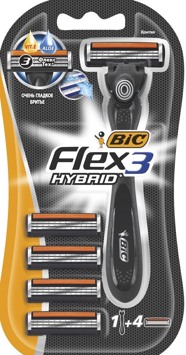 Станок для бритья Bic flex 3 лезвия 4 кассеты