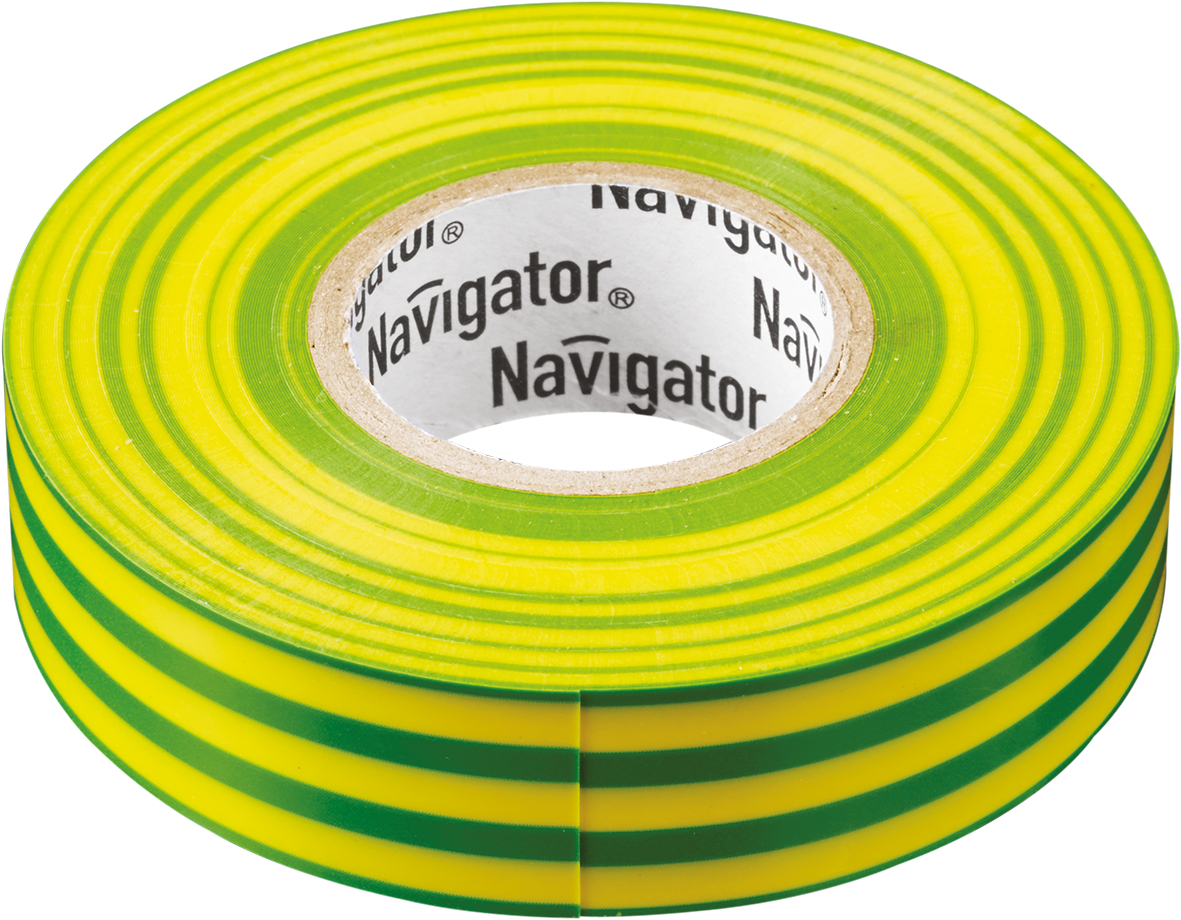 Изолента пвх navigator 19мм желто-зеленая 71115