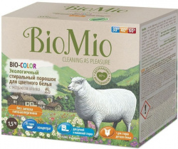 BioMio Экологичный стиральный порошок для цветного белья Bio-Color концентрат с экстрактом хлопка без запаха 1500гр