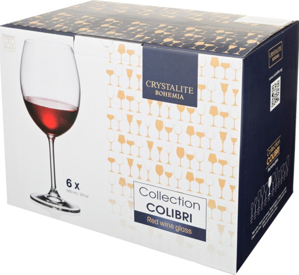 Набор бокалов для вина Bohemia Crystal Colibri 580мл х6 штук Набор бокалов для вина Bohemia Crystal Colibri 580мл х6 штук