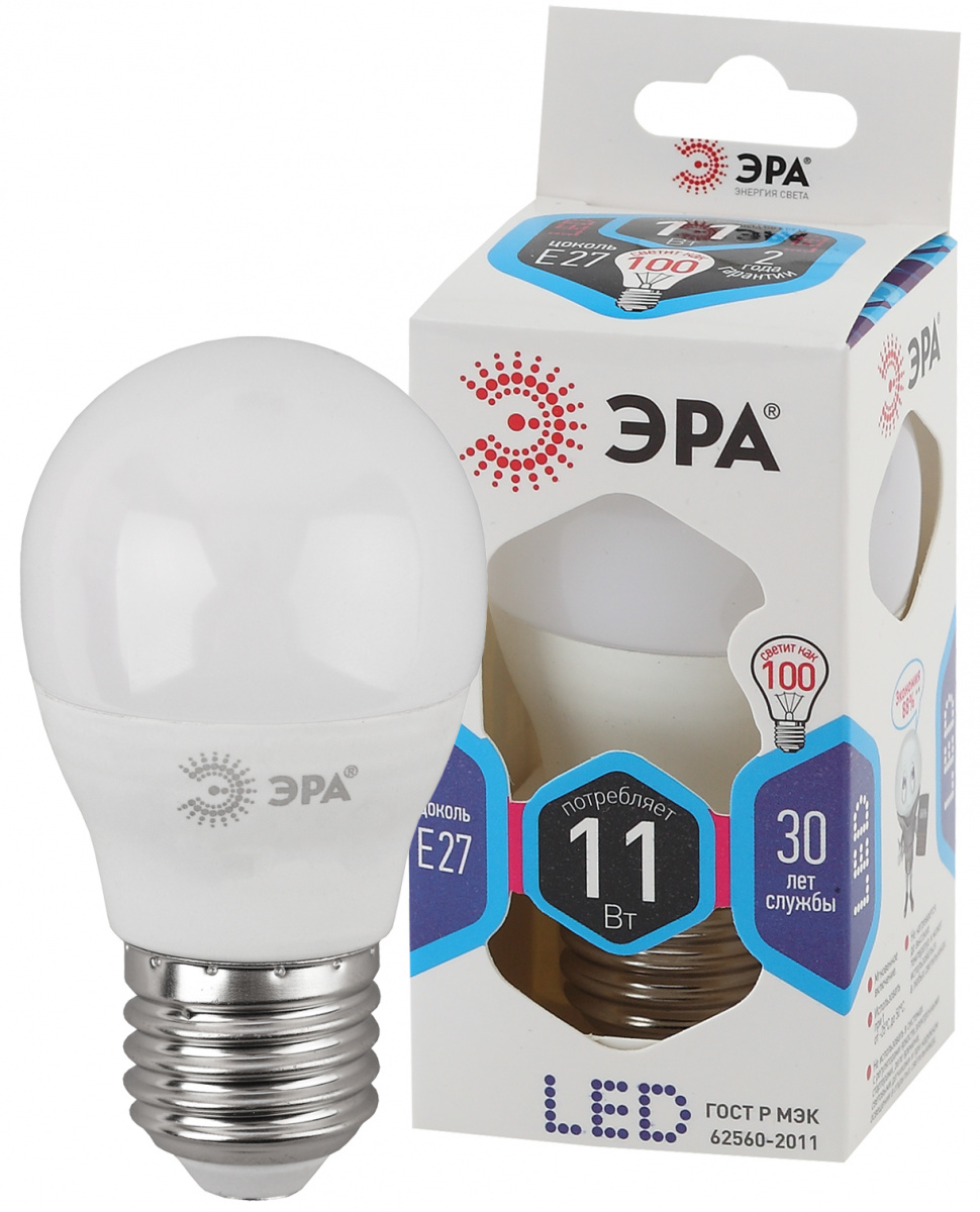 Лампа Эра led p45 e27 11w 840 led p45-11w-840-e27