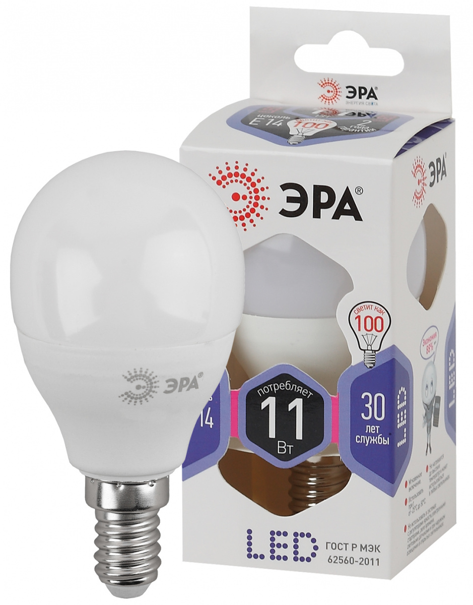 Лампа Эра led p45 e14 11w 860 led p45-11w-860-e14