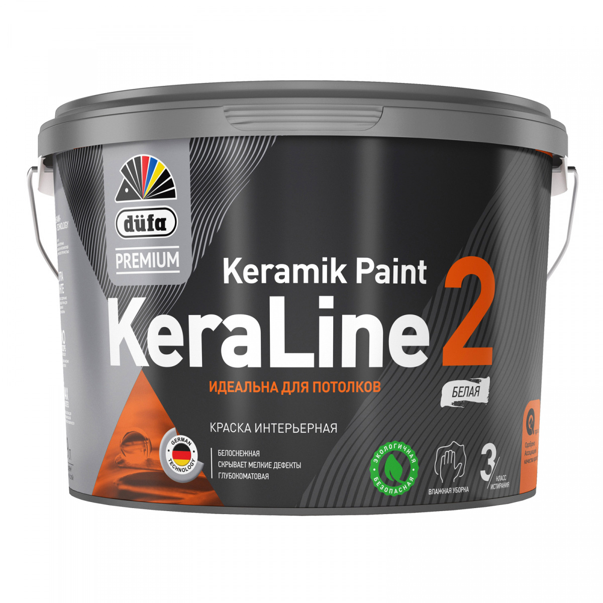 Краска водно-дисперсионная Düfa Premium KERALINE 2 0.9 л для потолков глубокоматовая белая база1