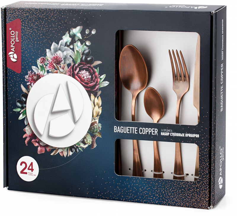 Набор столовых приборов Apollo genio Baguette Copper 24 предмета COP-24