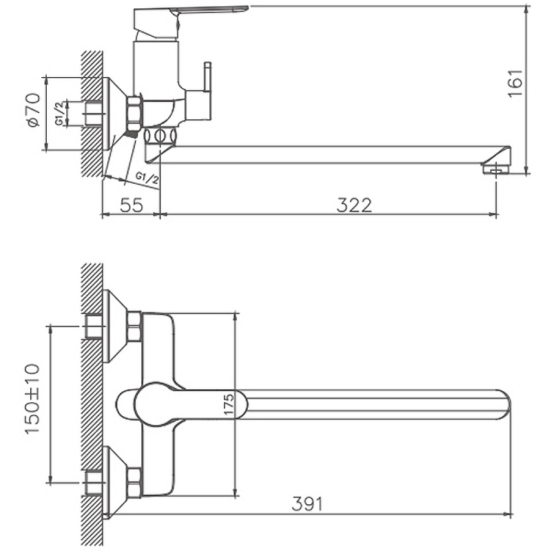 Смеситель для ванны Haiba с изливом 35 см HB22557-8 белый/хром