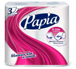 Туалетная бумага Hayat papia белая 3сл 4шт