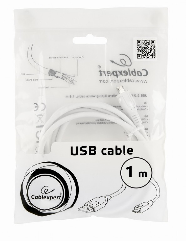 Кабель Cablexpert usb 2.0 pro 1м ccp-musb2-ambm-w-1m