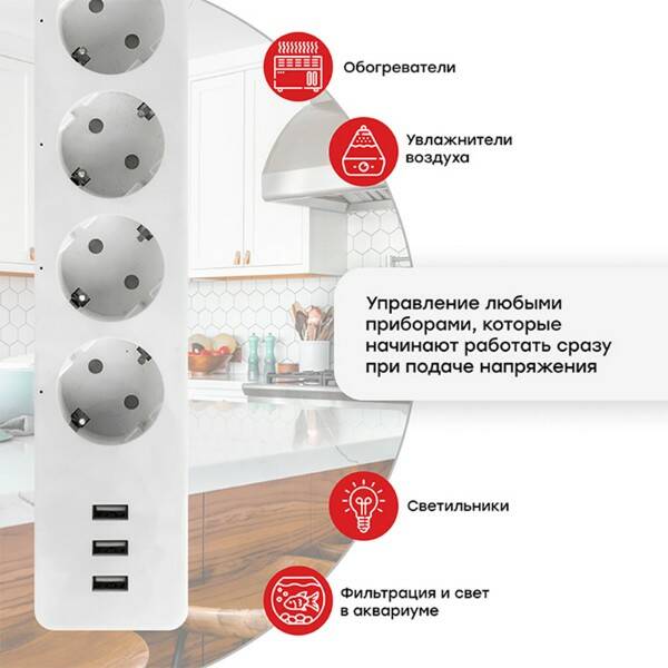 Удлинитель Умный дом EKF Connect PRO Wi-Fi c USB RCE-2-WF