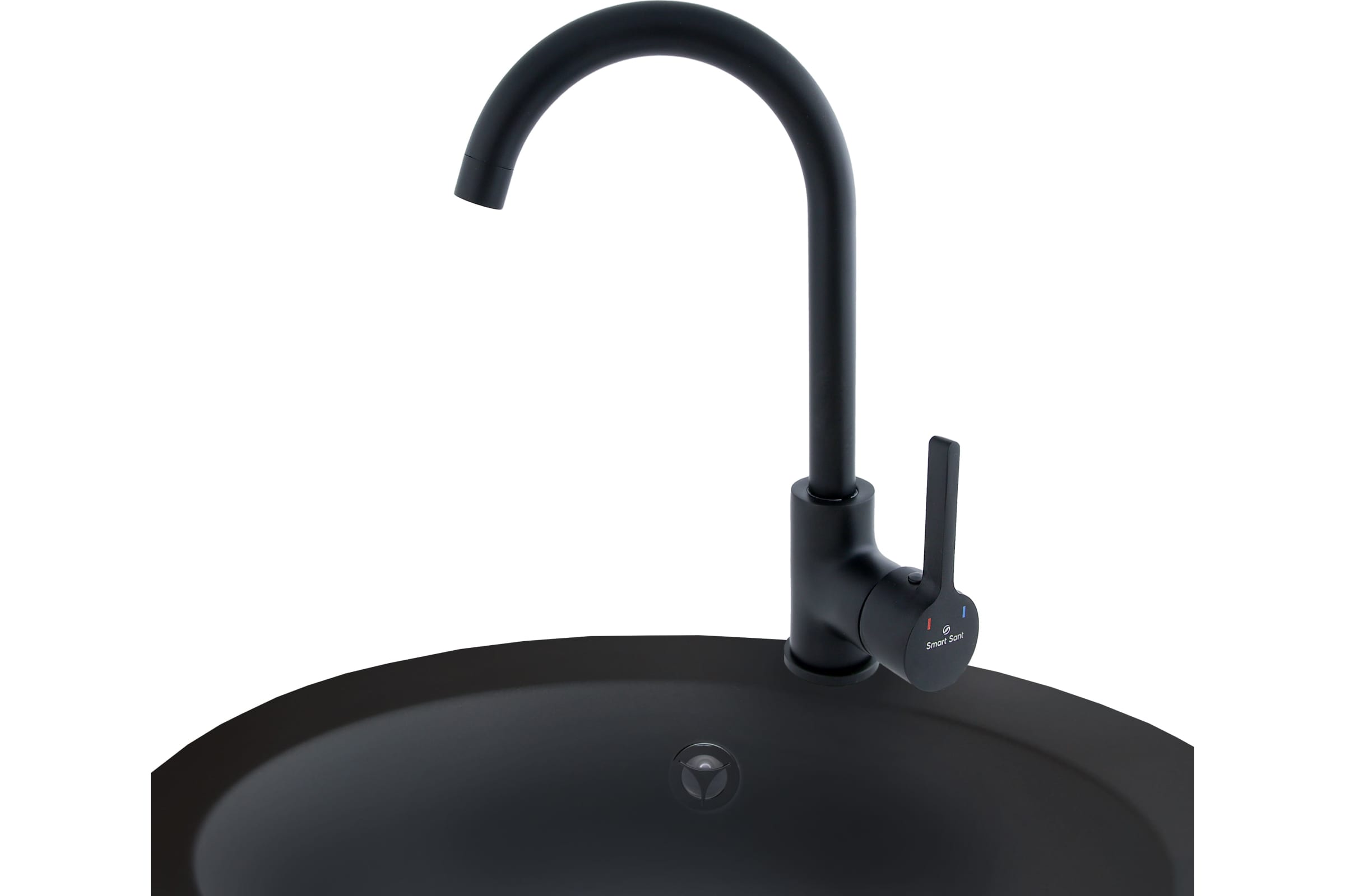 Смеситель для мойки SmartSant одноручковый R-излив черный SM134045BK