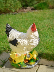 Фигура садовая Decobraz Курица с цыплятками на подсолнухе H-27 см F354