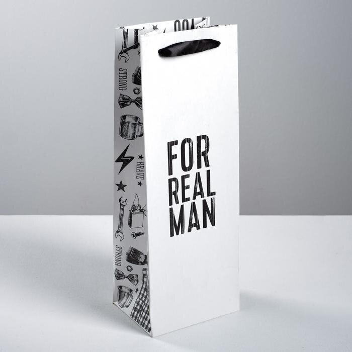 Пакет подарочный для бутылки 36х13х10см For real man