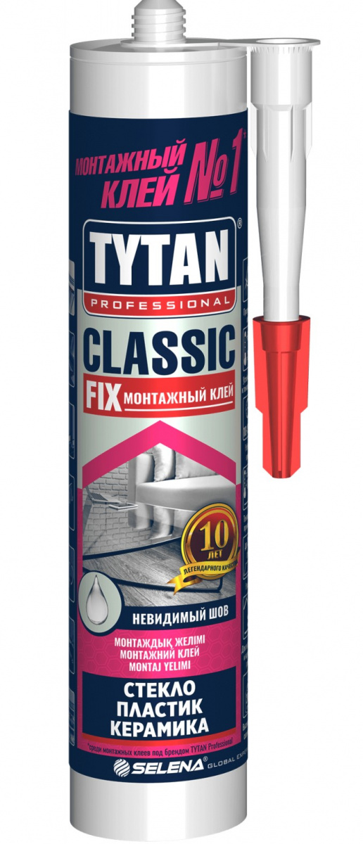 Клей монтажный Tytan Professional Classic Fix каучук прозрачный 310 мл