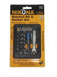 Набор бит и головок с трещоткой с быстросбрасывающим держателем Nikona 24 предмета