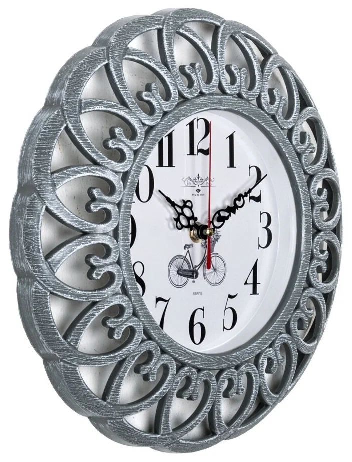 Часы настенные Рубин Велосипед 30 см серые 3016-002