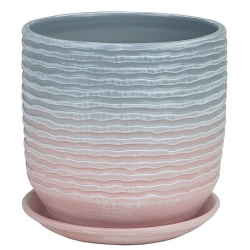 Горшок ЗЕФИР цилиндр с поддоном серый/розовый 25см 5-37/73-338