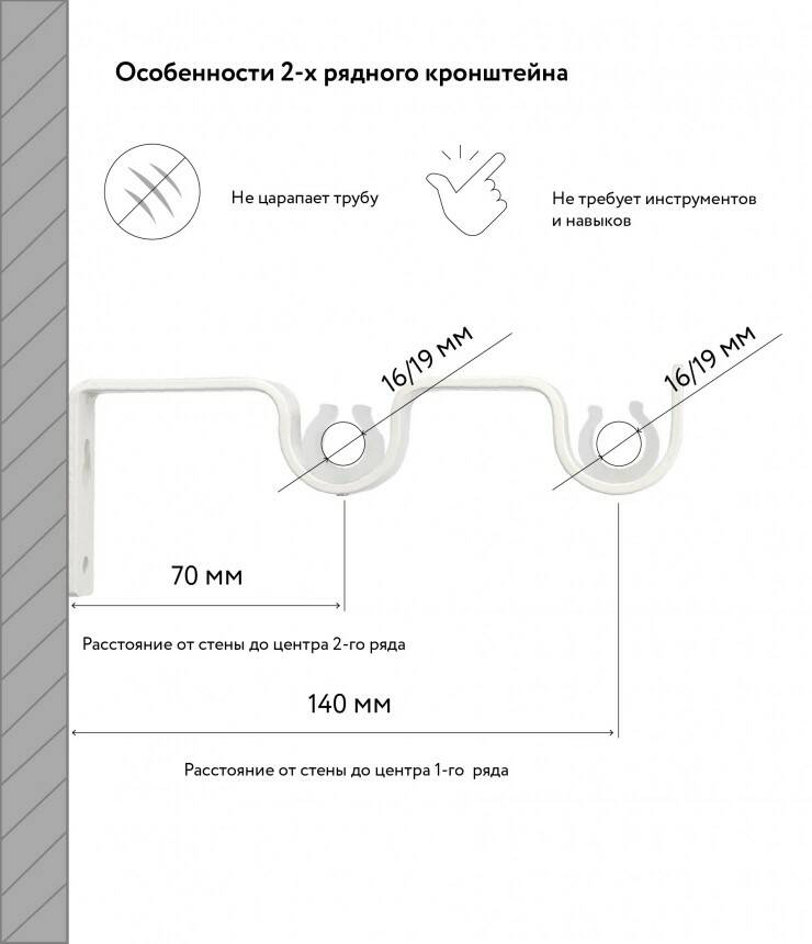 Карниз кованый раздвижной Legrand D16/19 мм 1.6-3.0 2-хрядный цилиндр т/у белый