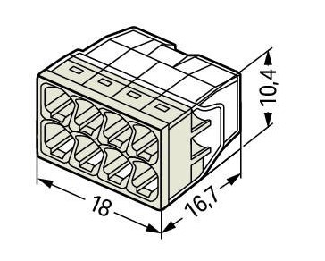 Клемма монтажная Wago 2273-208 х8 (0.5-2.5мм) 24а б/п