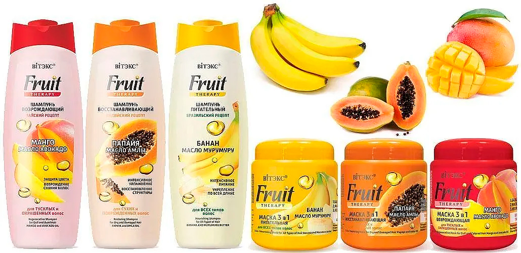 Шампунь возраждающий Вітэкс fruit therapy с манго и маслом авокадо для окрашенных волос 515мл