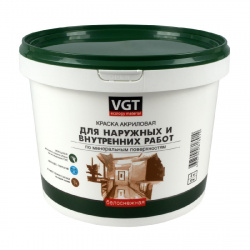 Краска для наружных и внутренних работ VGT ВД-АК-1180 3 кг моющаяся белоснежная