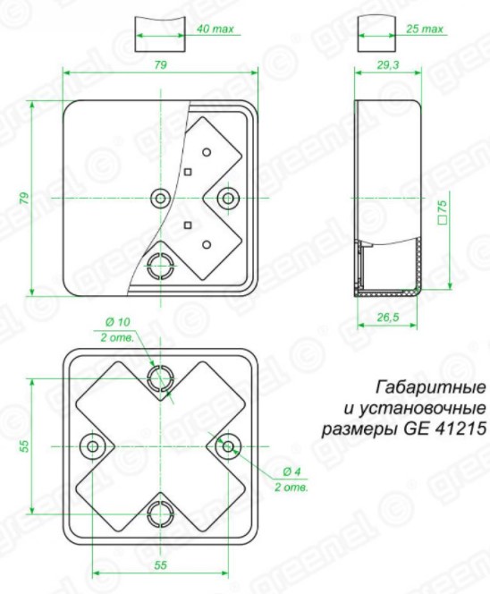 Коробка распределительная наружного монтаж Greenel 75х75х28мм белый ge41215-01