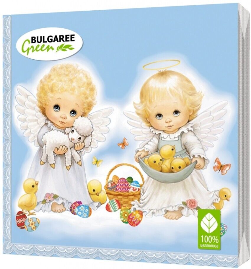 Салфетки Bulgaree Green трехслойные 33*33 20шт Ангелы