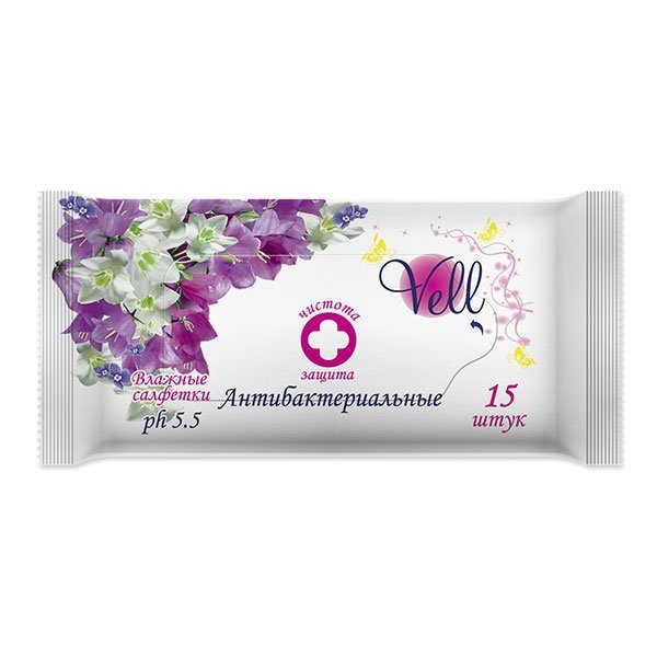 Салфетки влажные VELL антибактериальные 15шт