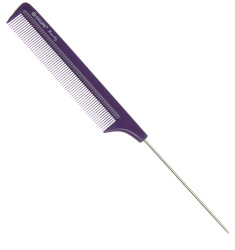 Расческа с ручкой Dewal Beauty 22.0см фиолетовая с металлическим хвостом DBFI6105